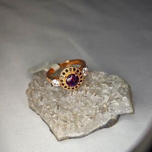 Elegant Gold and Black/red Fire Opal Ring